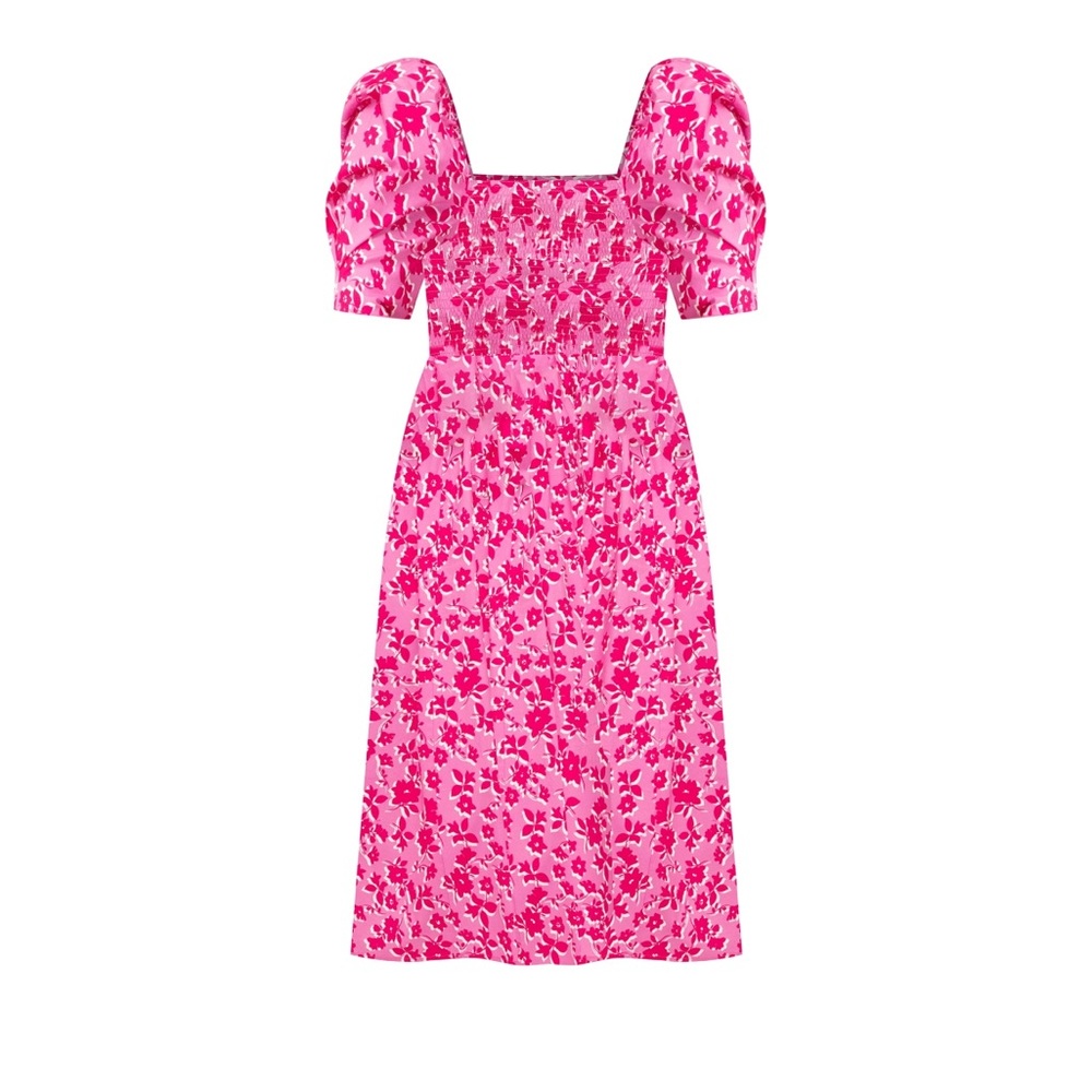 Eloquii pink floral midi dress